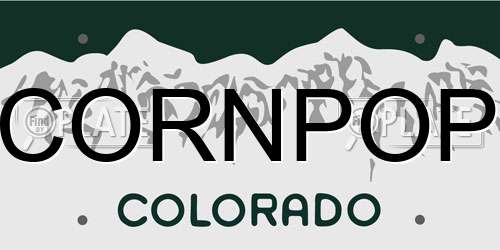 CORNPOP Colorado License Plate