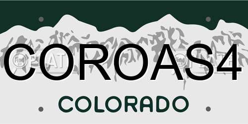 COROAS4 Colorado License Plate