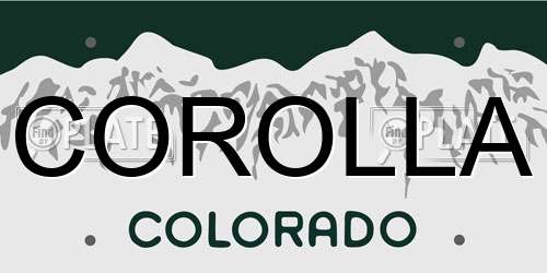 COROLLA Colorado License Plate