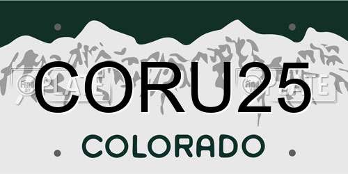 CORU25 Colorado License Plate