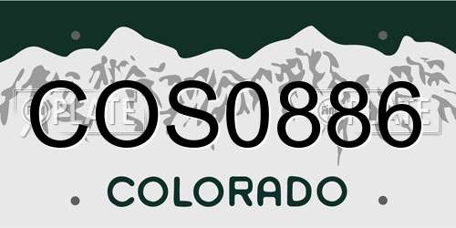 COS0886 Colorado License Plate