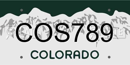 COS789 Colorado License Plate