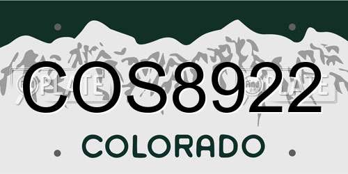 COS8922 Colorado License Plate
