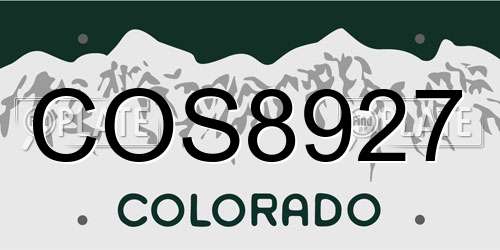 COS8927 Colorado License Plate