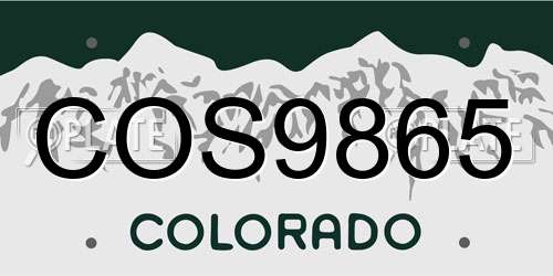 COS9865 Colorado License Plate
