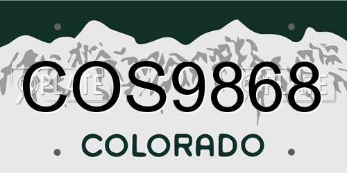 COS9868 Colorado License Plate