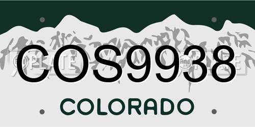 COS9938 Colorado License Plate