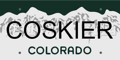 COSKIER Colorado License Plate