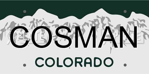 COSMAN Colorado License Plate