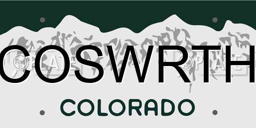 COSWRTH Colorado License Plate