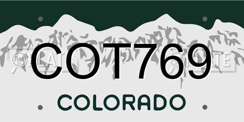 COT769 Colorado License Plate