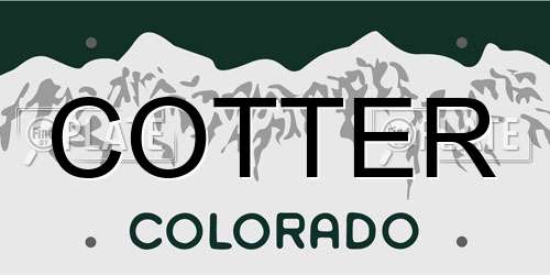 COTTER Colorado License Plate