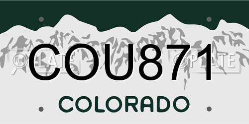 COU871 Colorado License Plate