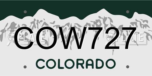 COW727 Colorado License Plate