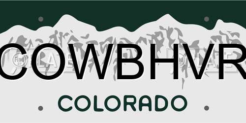 COWBHVR Colorado License Plate