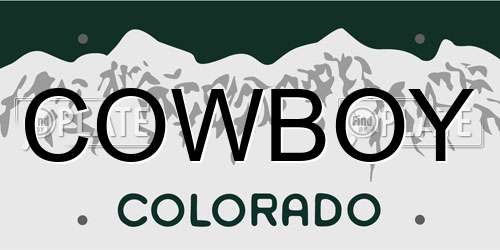 COWBOY Colorado License Plate
