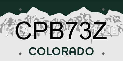 CPB73Z Colorado License Plate