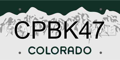 CPBK47 Colorado License Plate