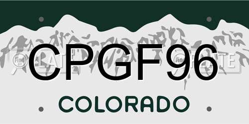 CPGF96 Colorado License Plate