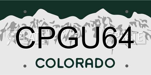 CPGU64 Colorado License Plate