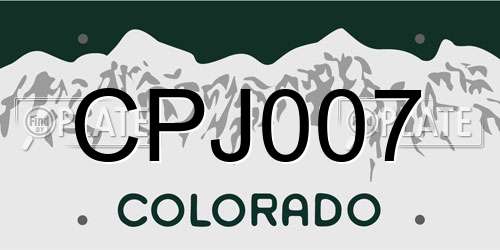 CPJ007 Colorado License Plate