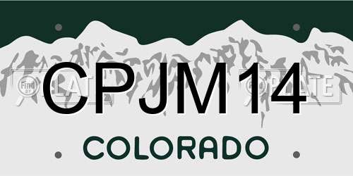 CPJM14 Colorado License Plate