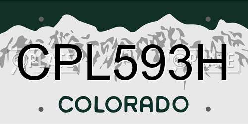 CPL593H Colorado License Plate
