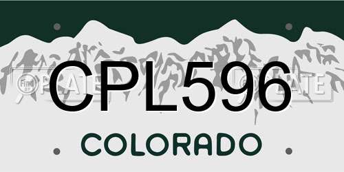 CPL596 Colorado License Plate