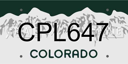 CPL647 Colorado License Plate