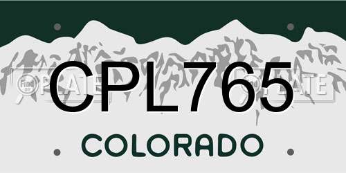 CPL765 Colorado License Plate