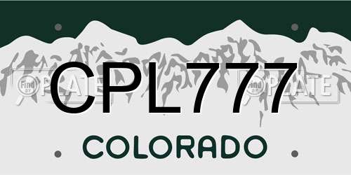 CPL777 Colorado License Plate