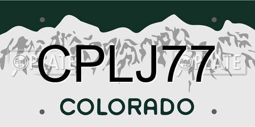 CPLJ77 Colorado License Plate