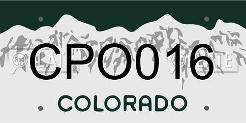 CPO016 Colorado License Plate