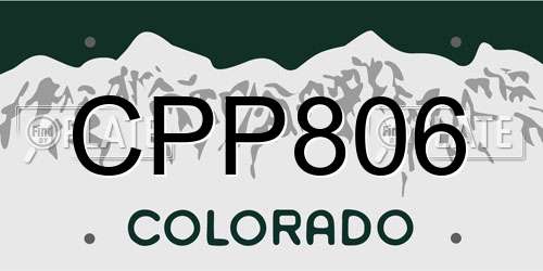 CPP806 Colorado License Plate