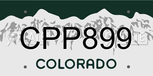 CPP899 Colorado License Plate