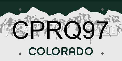 CPRQ97 Colorado License Plate