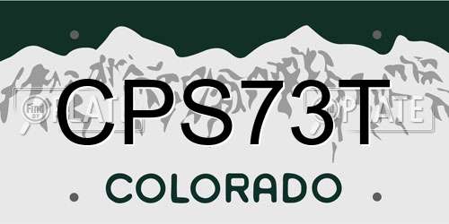 CPS73T Colorado License Plate