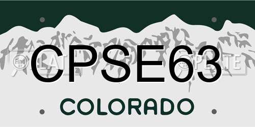 CPSE63 Colorado License Plate