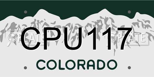 CPU117 Colorado License Plate