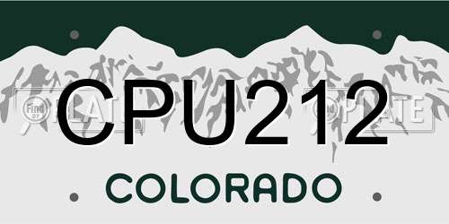 CPU212 Colorado License Plate