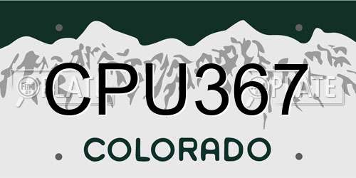 CPU367 Colorado License Plate