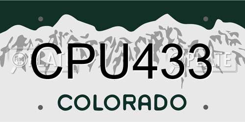 CPU433 Colorado License Plate