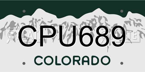 CPU689 Colorado License Plate