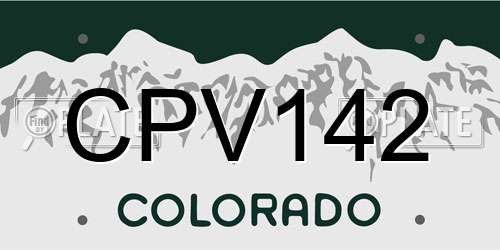 CPV142 Colorado License Plate