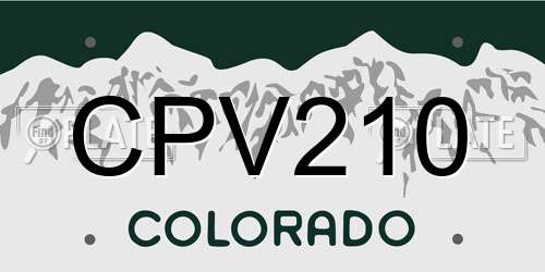 CPV210 Colorado License Plate