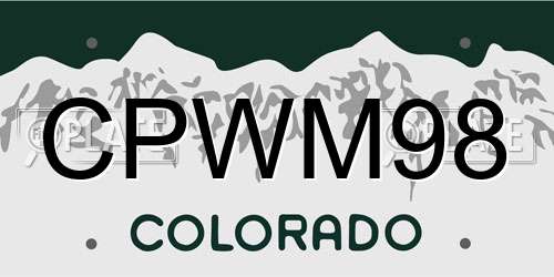 CPWM98 Colorado License Plate