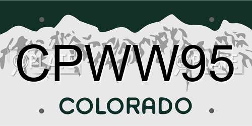 CPWW95 Colorado License Plate