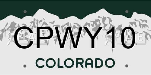 CPWY10 Colorado License Plate