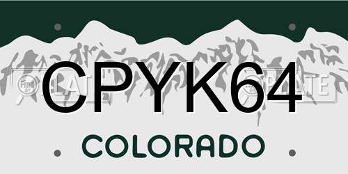 CPYK64 Colorado License Plate