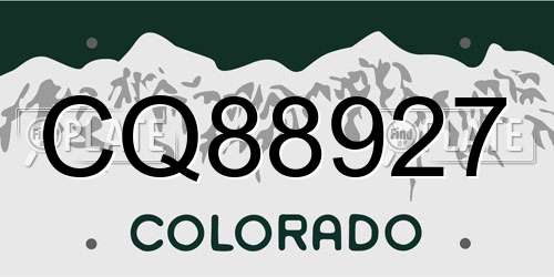 CQ88927 Colorado License Plate